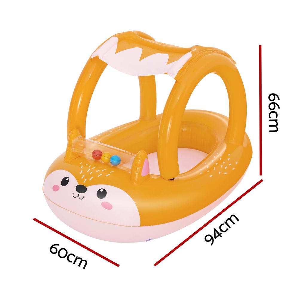 NNEDSZ Kids Inflatable Fox Swim Float Floating Seat Canopy Pool Toys 94x66CM