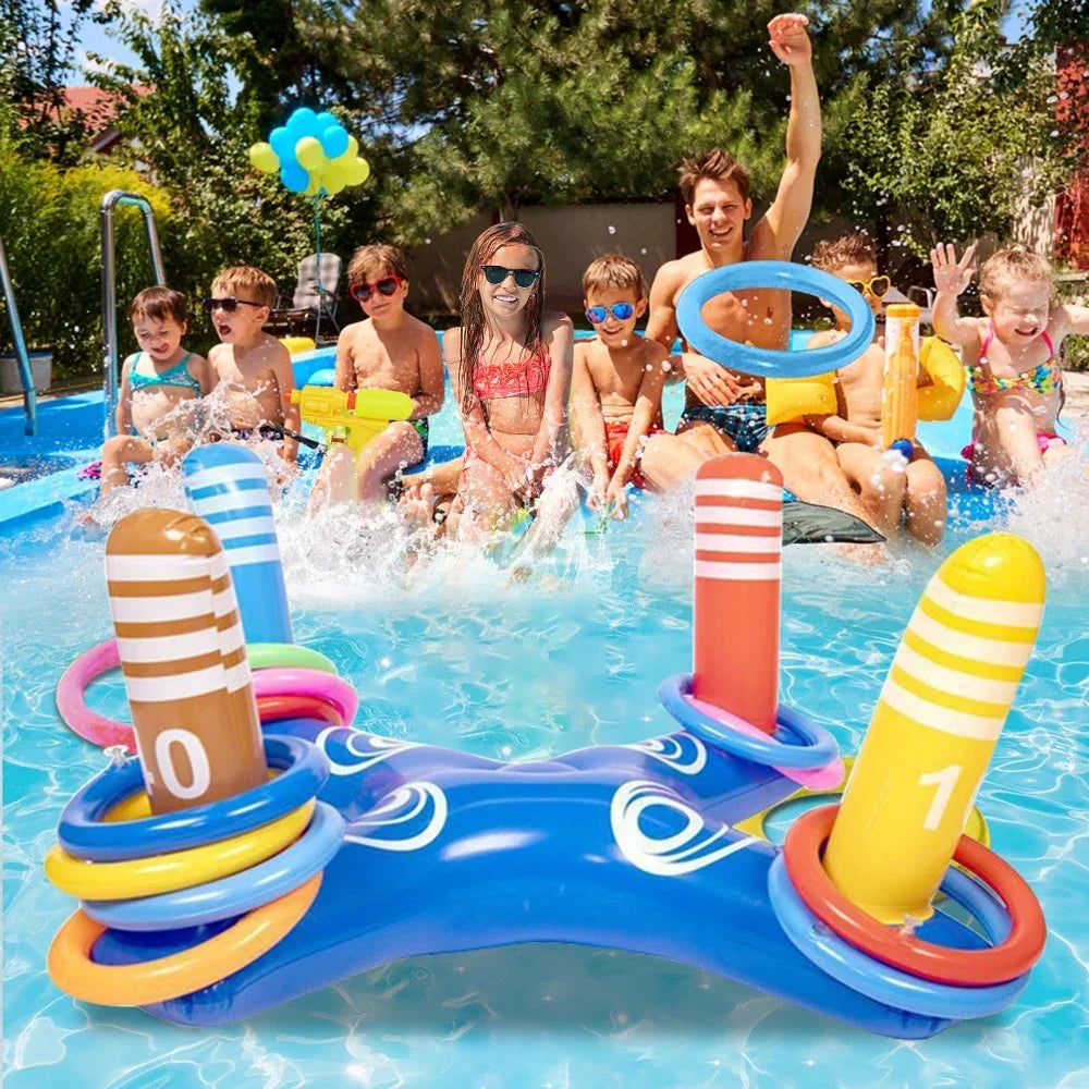 Inflatable Ring Toss Game Floating Pool Toys Set