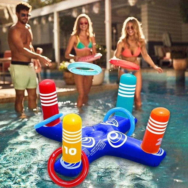 Inflatable Ring Toss Game Floating Pool Toys Set